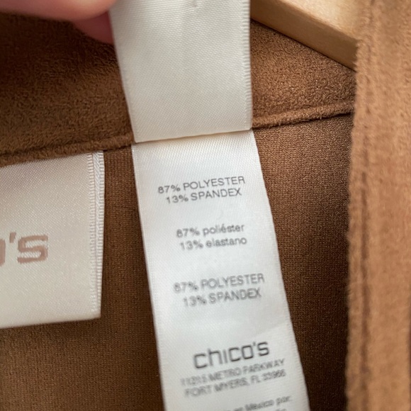 Chico's Peplum Brown Suede Scalloped Jacket - Picture 6 of 10